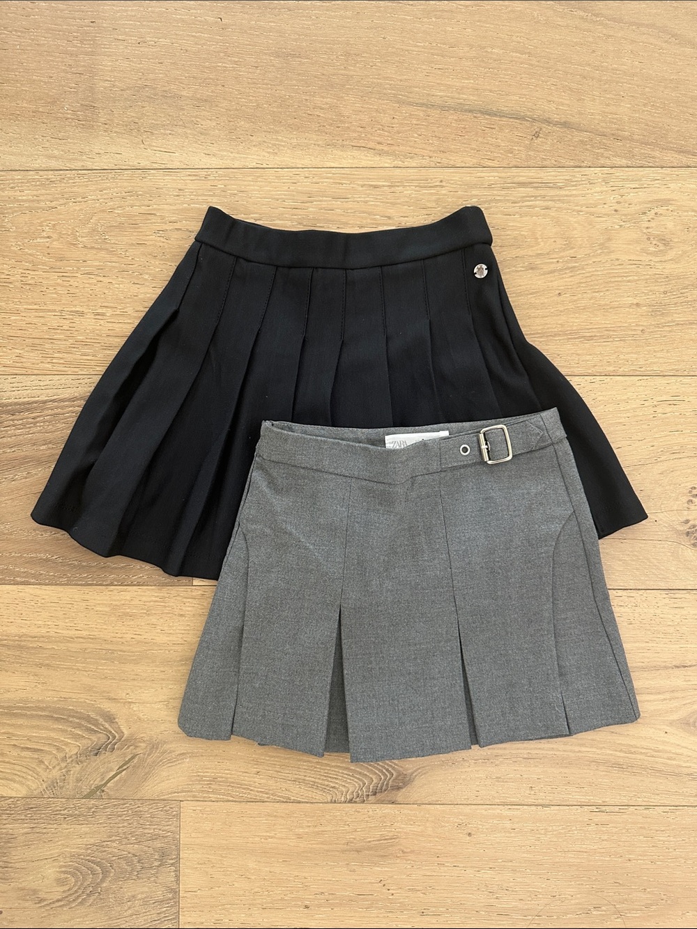 Zara Black and Gray Pleated Mini Skirt Duo